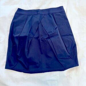 J. Crew Navy Skirt with Origami Fold Pleated Detail and Grosgrain Ribbon Waist